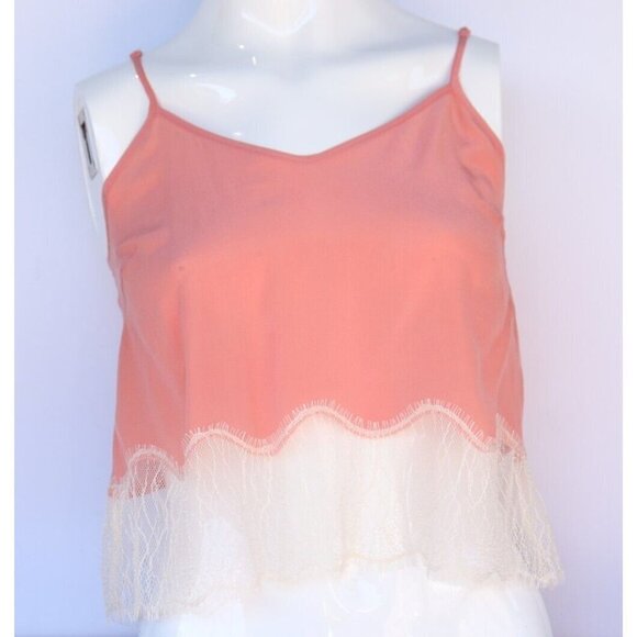 Wilfred Aritzia Women's Size XXS Orange Chimere Camisole Silk Lace Trim Tank Top - Picture 6 of 6